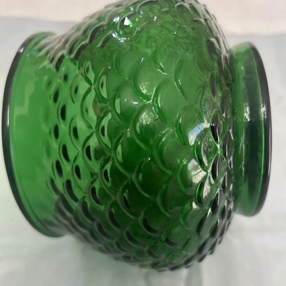Vintage E. O. Brody Co. Forest Green Fish Scale Glass Vase Bowl 4”